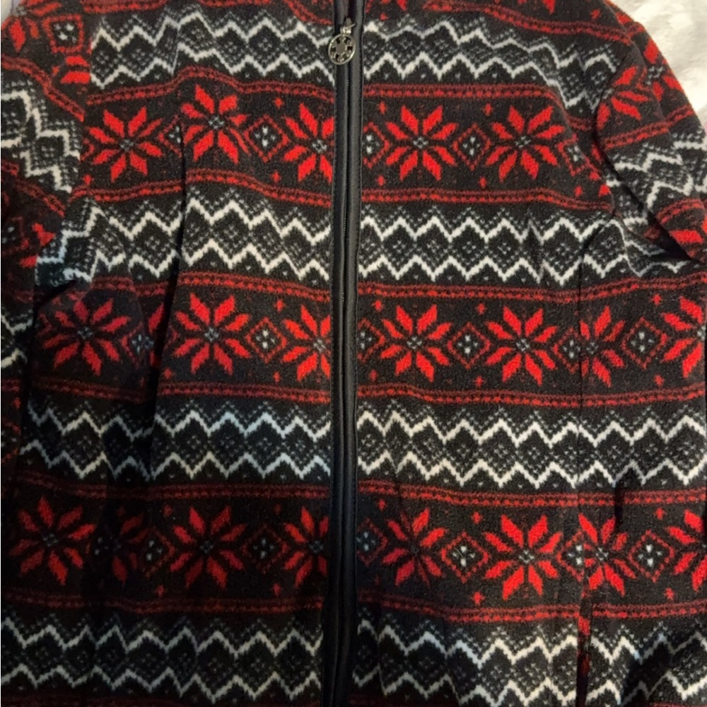 jason maxwell Red and Black Nordic Knit Jacket